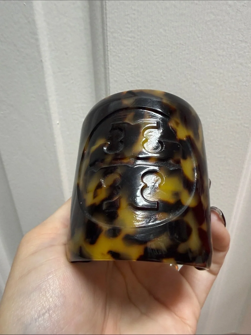 Tory Burch Tortoiseshell Resin Wide Cuff Bracelet - Black & Brown